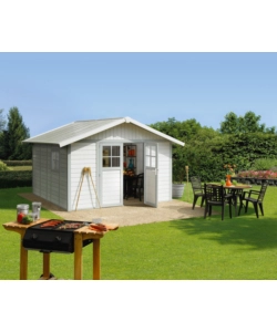 CASETTA DA GIARDINO IN PVC GROSFILLEX "DECO 11" BIANCO E GRIGIO-VERDE 370X407X250 CM - COD. 22911140